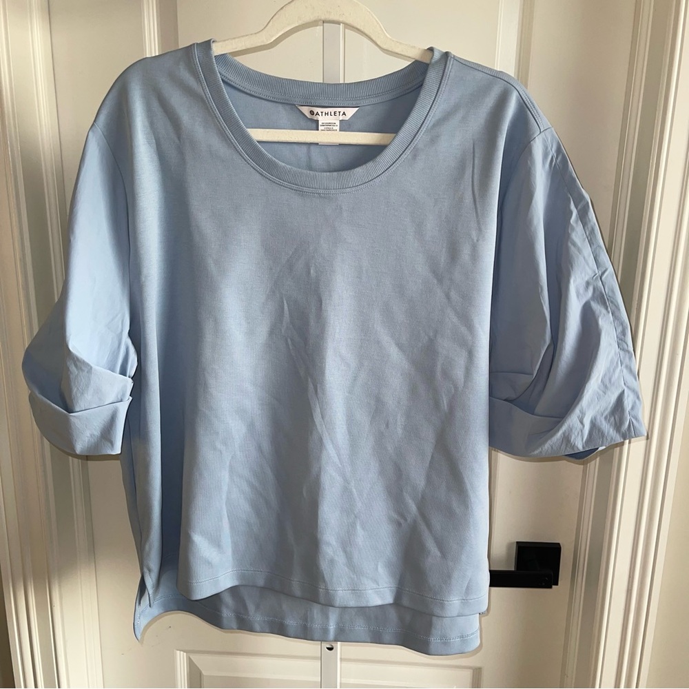 Athleta Blue Oversized Tee Women’s Large Short Sleeve Crewneck Athleisure Top